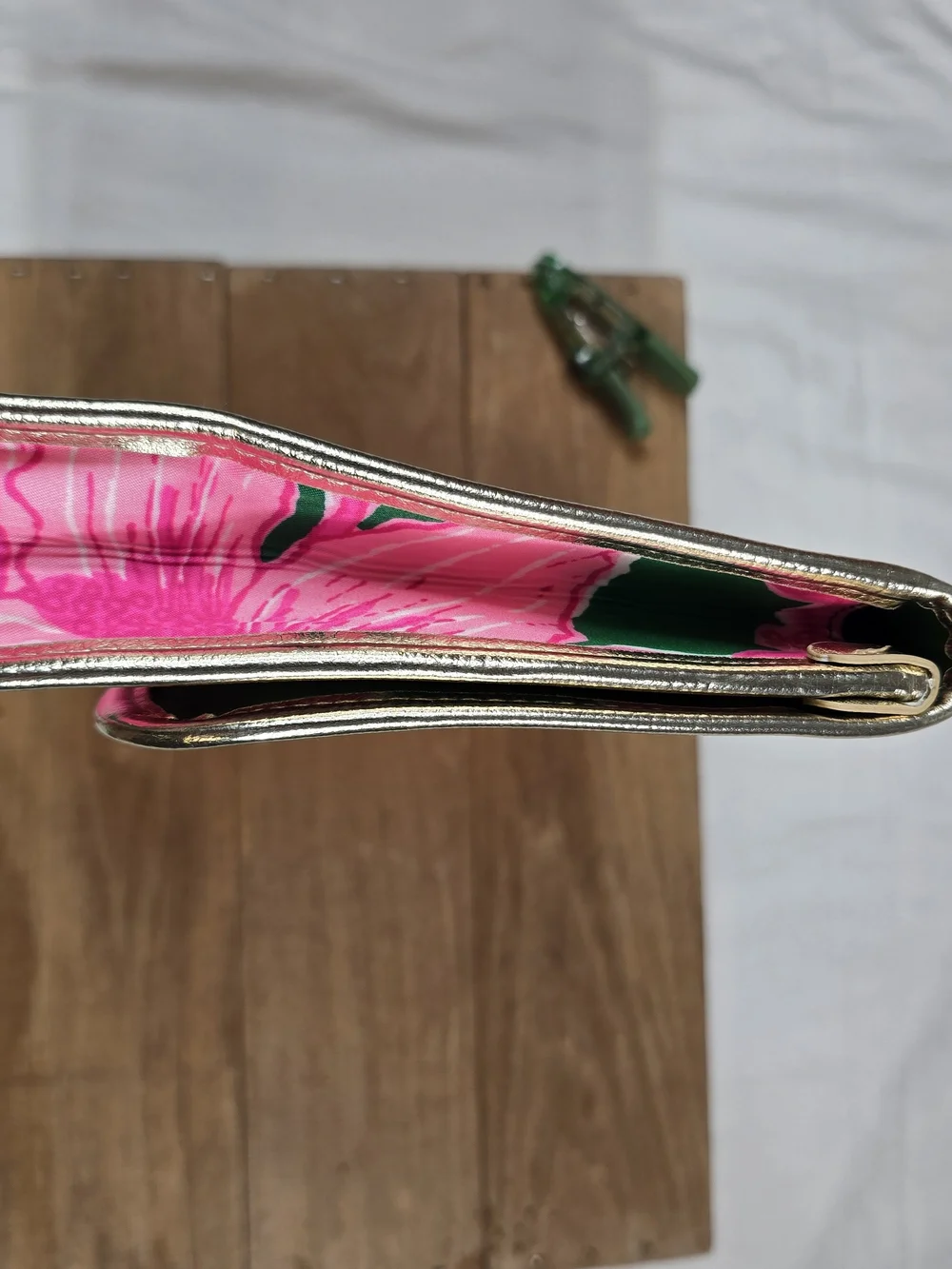 Pink Floral Fold-Over Clutch Handbag